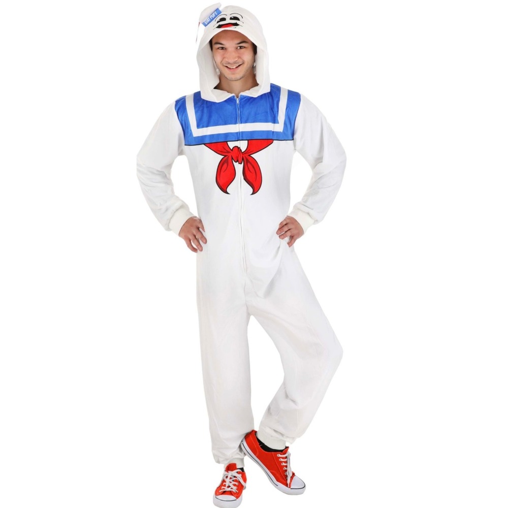 Ghostbusters Stay Puft Marshmallow Man Hooded Jumpsuit Costume S/M